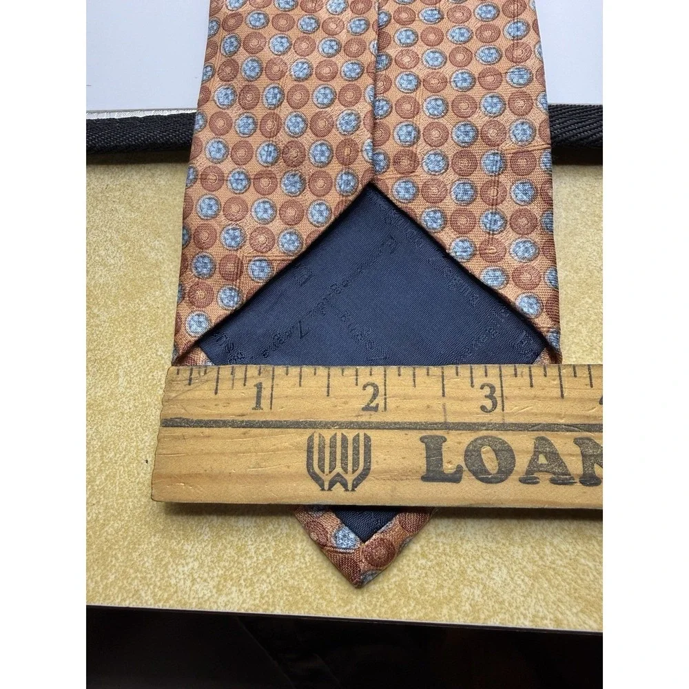 Ermenegildo Zegna Silk Tie Italy‎ Copper Blue Medallion Tessuto Esclusivo